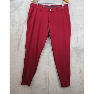 Primo Pants 34x29 Maroon Jogger Performance Stretch Ankle Zip Tapered Chino Golf